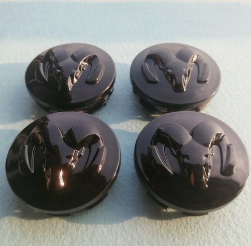 Set of 4 Ram1500 Gloss Black Wheel Hub Center Caps Covers 63mm 2013-2019 - Picture 3 of 3