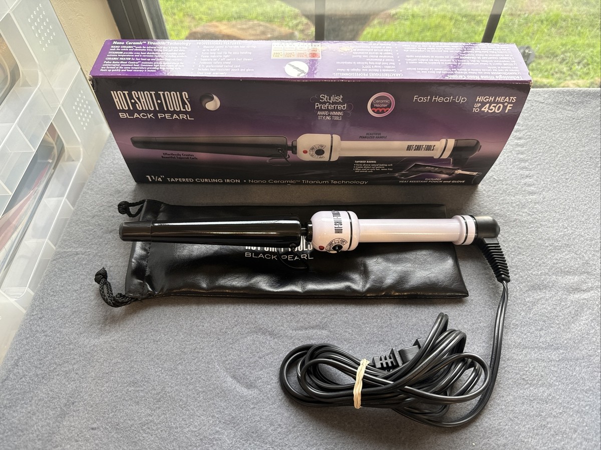 Hot Shot Tools Black Pearl Curling Iron Tapered 1 1/4” | eBay