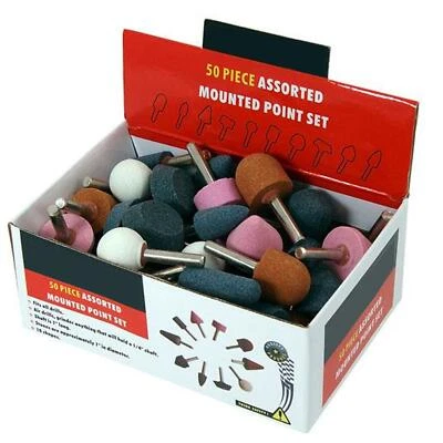 FS Mounted Stone Drill Bit Set Point Grinding Head Wheel Drill Rotary Tool 50pc