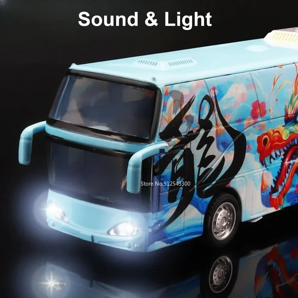 1:32 Miniature Passenger Bus Model Car Alloy Diecast Tourist Vehicle Kids Toys - Image 3 of 4