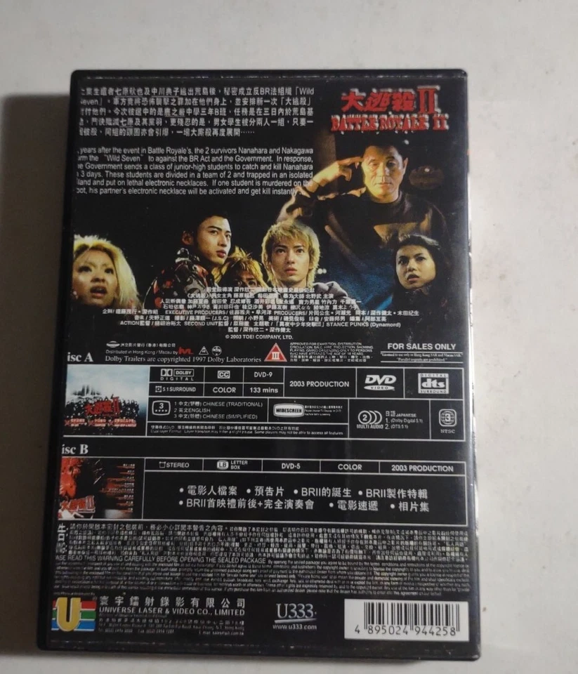 Battle Royale II (DVD, 2001) Region 3. Widescreen Digital Surround. — 第 3/4 张图片
