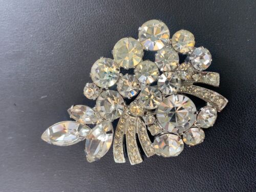 Weiss Floral Sparkling Brooch Circa 1940's - image 1
