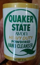 Vintage New No Box Unused Full QUAKER STATE Oil Can Powdered HAND CLEANSER AVON