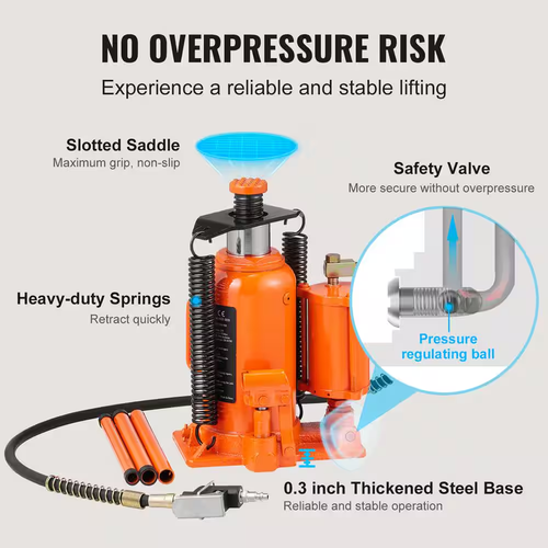 Air Hydraulic Bottle Jack, 20 Ton/40,000 Lbs. All Welded Bottle Jack, 10.4 In. - - Picture 6 of 8
