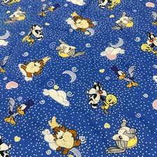Vintage Baby Looney Tunes Crib Comforter Quilt Blanket Taz Tweety Bugs Sylvester