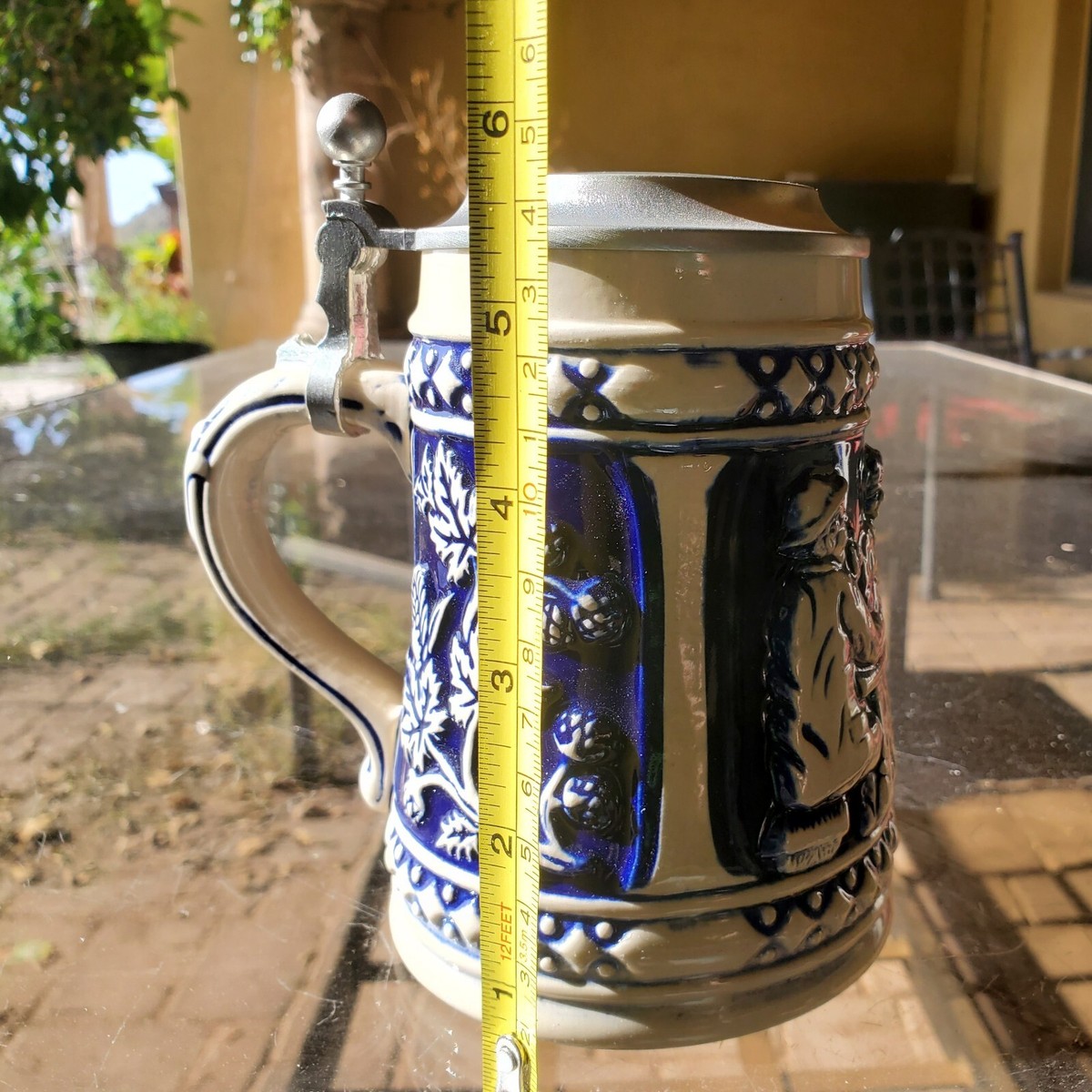 Vintage Gerz Lidded Beer Stein Cobalt Blue, Germany, with Vintage Gerz Lidded Beer Stein Cobalt Blue, Germany, with