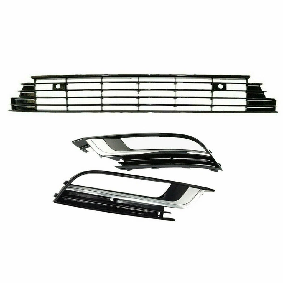 For 13-18 Volkswagen VW CC MK2 Lower Center + Side Grill Fog Light Grille 3 PCS - Image 2 of 4