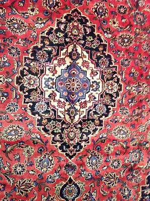 Tapis Oriental Rouge 354x251 cm, Fait Main en Laine et Coton - Photo 1/4