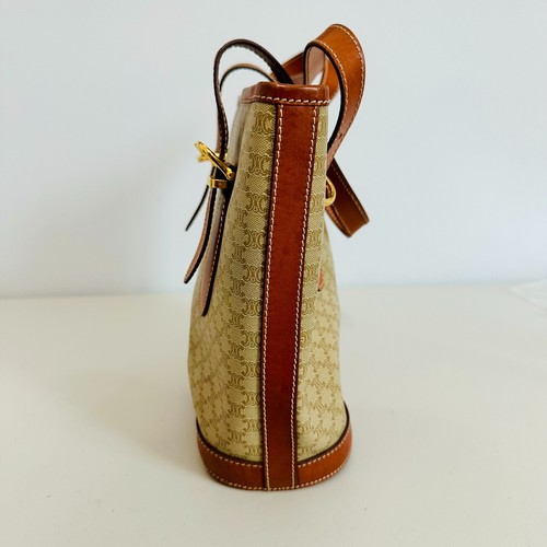ECHT CELINE MACADAM CANVAS UND LEDERBESATZ BUCKET SCHULTERTASCHE VINTAGE - Bild 5 von 15