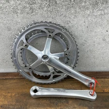 Vintage Campagnolo Mirage Crank Set 175 mm Double Square Taper 135 BCD Rings A4