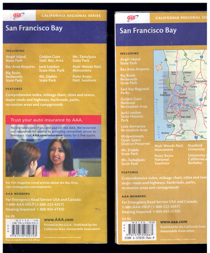 Dos mapas de carreteras de viaje AAA de la bahía de San Francisco de California 2002 - Imagen 2 de 2