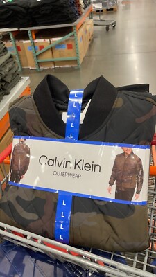 Calvin Klein Men's Quilted Zip Baseball Bomber Jacket /Outerwear -Black/Green