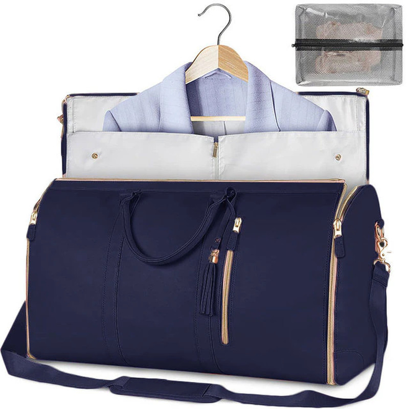 Bolso de almacenamiento de traje plegable grande de PU para mujer - Bolsa de equipaje de mano de alta capacidad