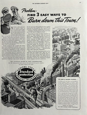 1943 National Board Of Fire Underwriters Insurance Standard Protection VTG Ad