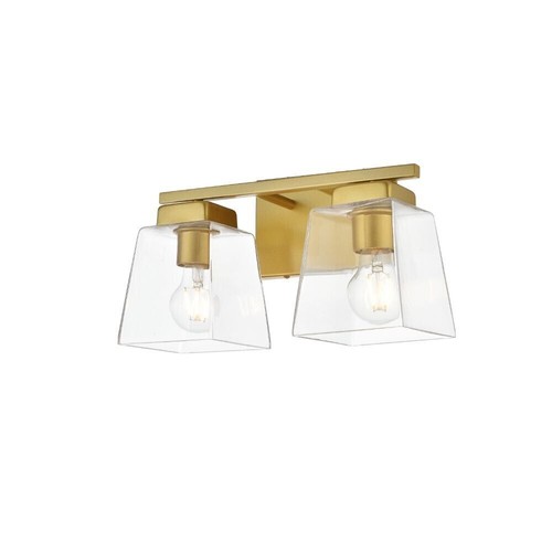 Bathroom Vanity Wall Sconce Lighting Light Fixture with Glass Shades Brass 14 in - Picture 3 of 7