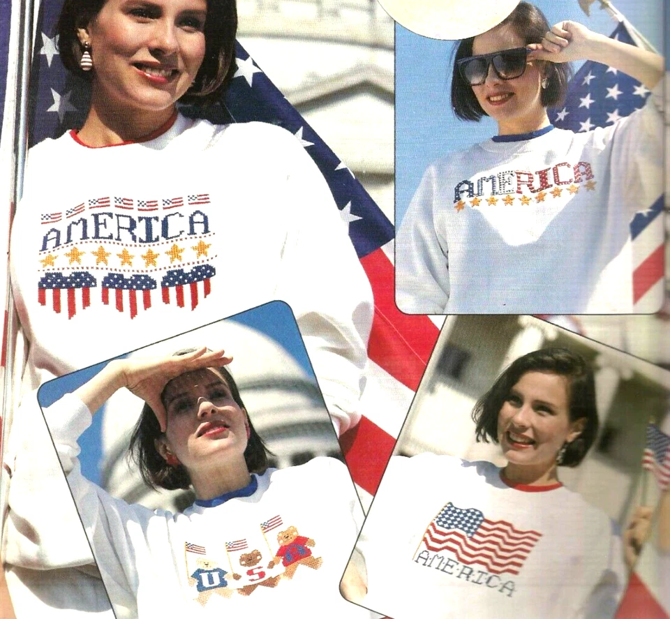 Dress Up America Cross Stitch Craft Pattern Patriotic Designs using Waste Canvas - Image 3 of 3