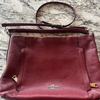 COACH Authentic Red Pebble Leather Scout Hobo 2 Strap Shoulder Crossbody Bag