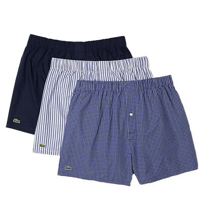 Lacoste Woven Boxer 3 Pack Herren Boxershorts gewebte Baumwolle Unterhose Cotton