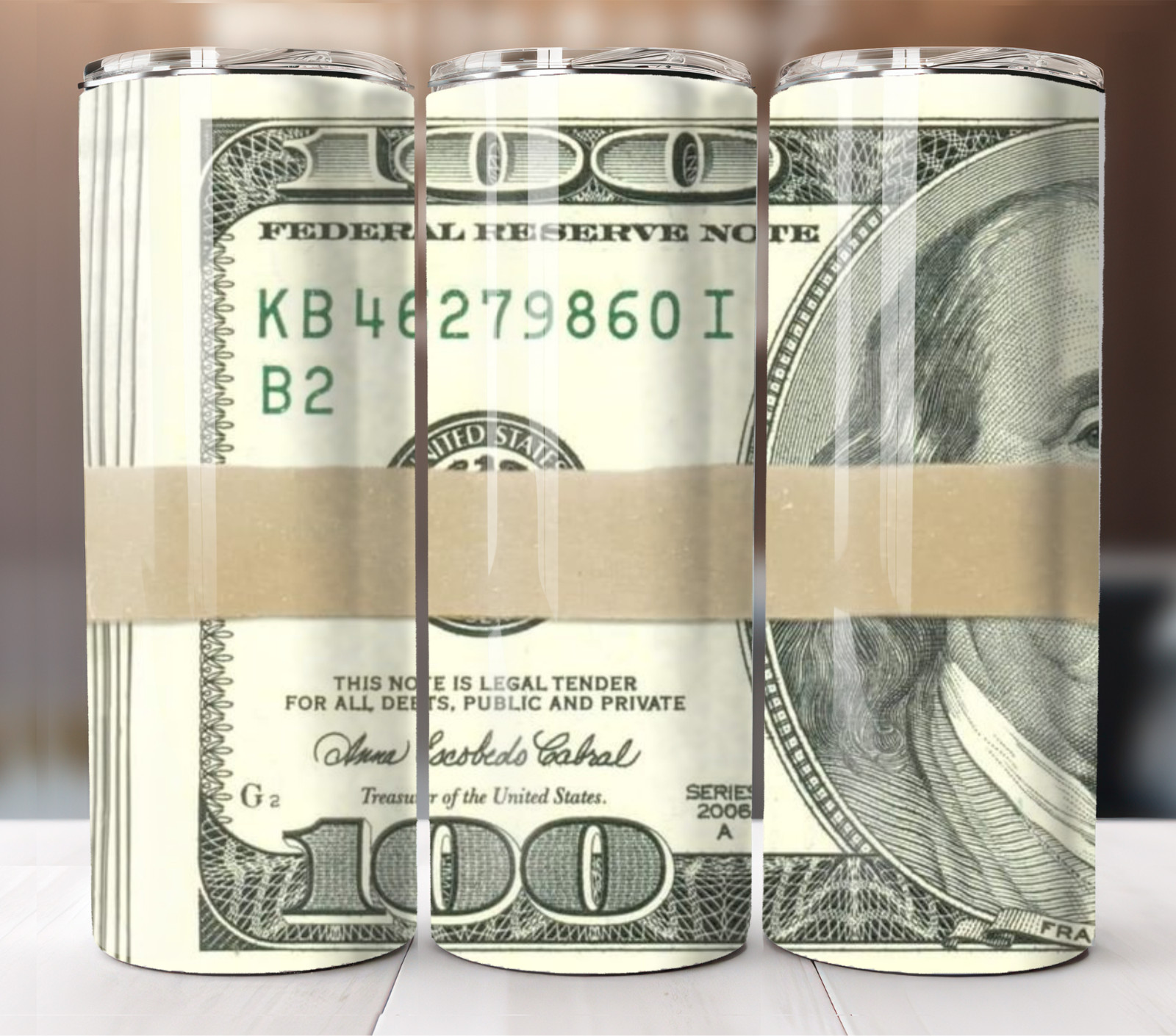 20oz Stainless Steel Tumbler -Hundred Dollar Bill Money Stack Fun Gift