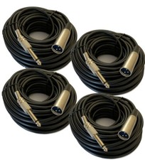 4 PCS 50Ft XLR 3-Pin Male to 1/4" Mono Mic Microphone Cord Audio Cable Pack