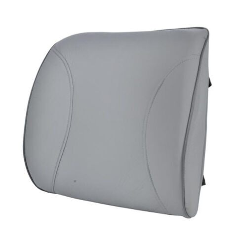 Motor Trend Lumbar Support Seat Cushion for Lower Back, Gray Faux Leather