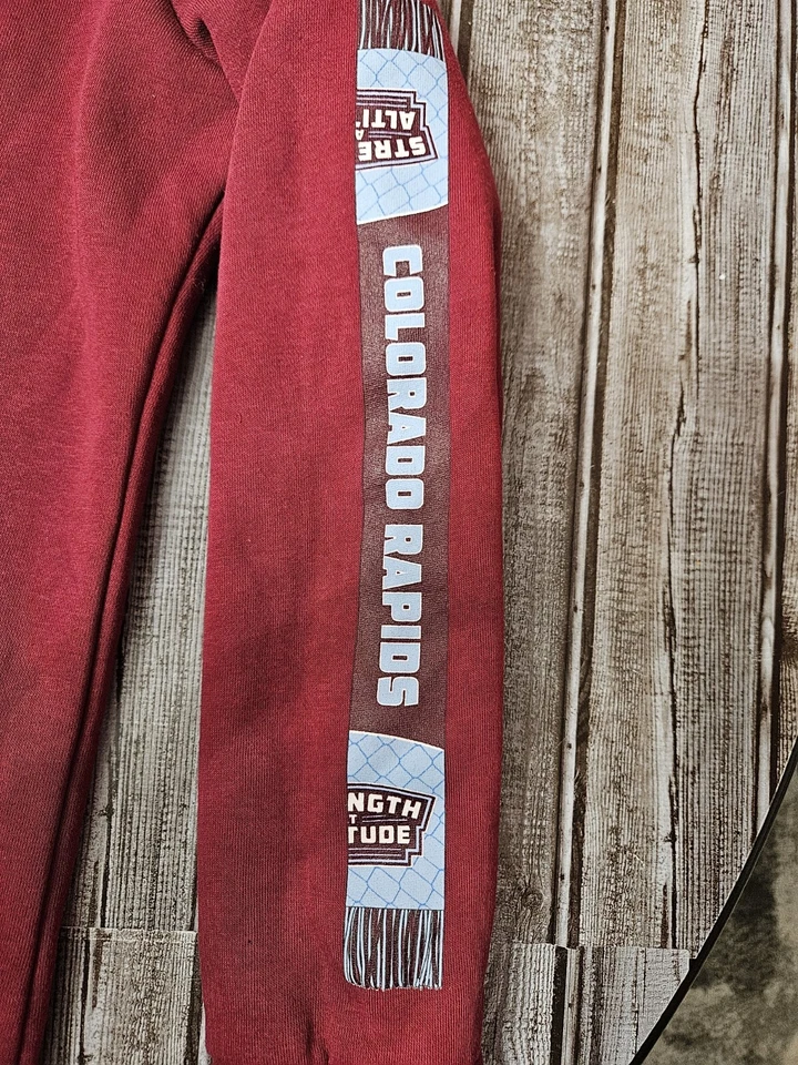 Colorado Rapids MLS Fanatics Women's S Burgundy Logo Fleece Hoodie Used - Image 4 of 4