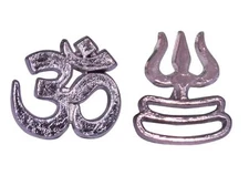 Trishul & Om Tilak Tika Stamps Forehead Teeka Stamp Applicator Metal Silver