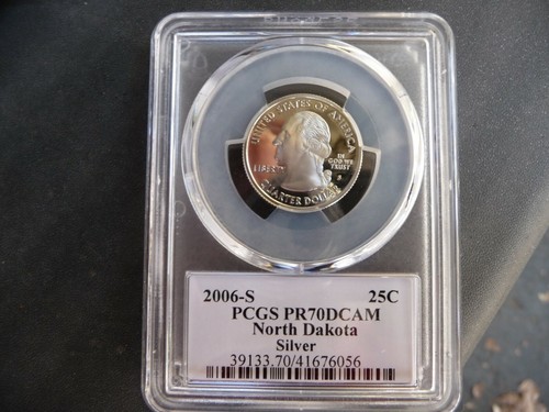 2006 s silver proof North Dakota statehood quarter PCGS PR 70 DCAM (flag label) - Picture 2 of 2