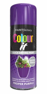 Colour It Proper Lila Glanz Aerosol Sprühlack Haushalt Auto Kunststoff 400ml