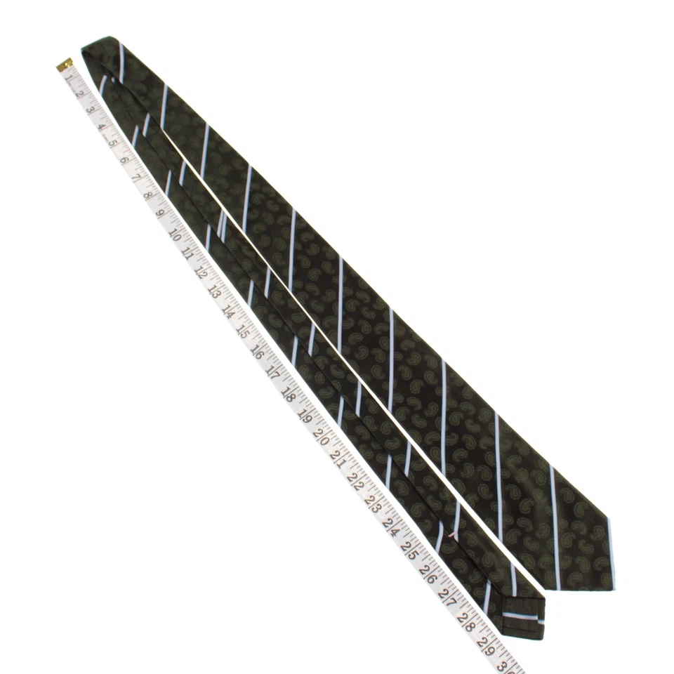 Borrelli Nuevo sin Etiquetas 100% Seda Siete (7) Corbata Plegable Verde Paisley con Rayas Azul Claro Foto 3 de 4