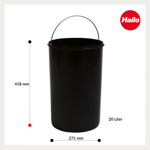 Hailo Secchio Interno 1225049 Nero 20 Litri Tondo con Manico 3520001 | 3520071 - Foto 3 di 4
