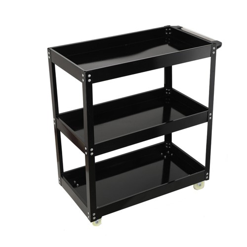 Utility Service Cart w/ Wheels 3-Tier Food Service Cart Rolling Tool Cart 330lbs - Picture 10 of 12