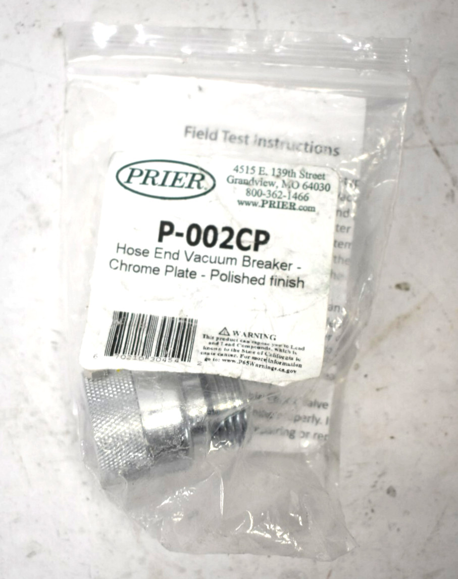 Prier P-002CP Vacuum Breaker Anti Siphon Backflow Polished Chrome Finish