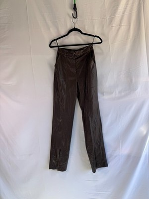 Nanushka Brown Faux Leather Masa Pants Size XS