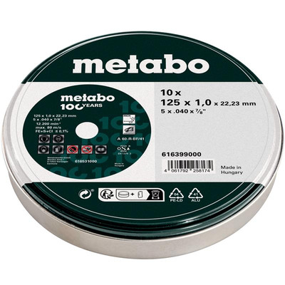10x Metabo Trennscheiben SP 125 x 1,0 x 22,23 mm Inox für Winkelschleifer, Flex