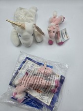 3 Lot Unicorn Plush - Beanie Baby - MYSTIC the Unicorn - 1 Sealed 1 Open