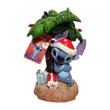 10.5 Inch Disney Stitch Santa Claus Palm Tree Light Up Christmas Statue