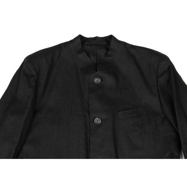 Issey Miyake Men Linen Flap Pocket Band Collar Jacket Black