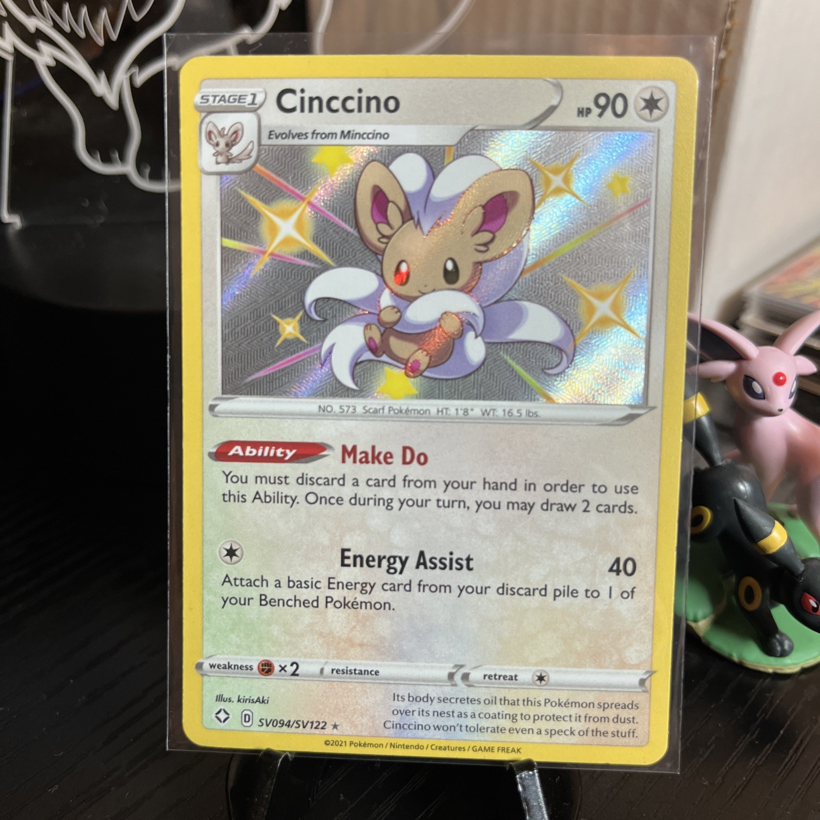 Pokémon TCG Cinccino SV094/SV122 Shining Fates: Shiny Vault Holo Rare Card NM 