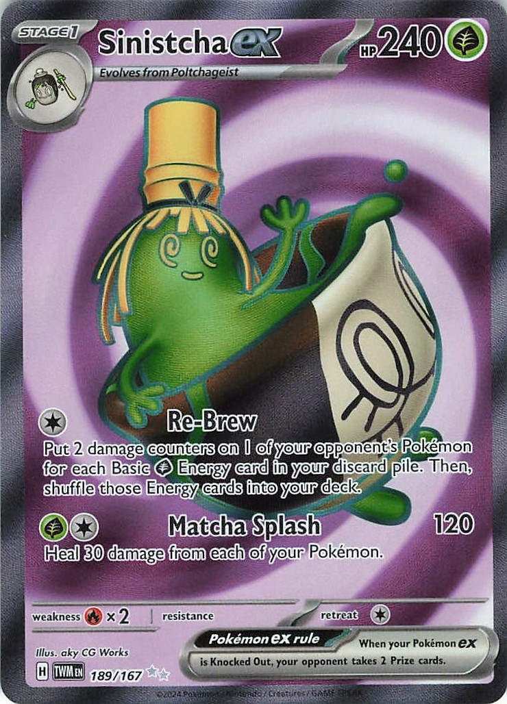 Sinistcha ex Ultra Rare Twilight Masquerade 189 NM Pokemon