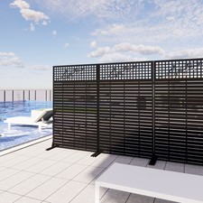 72 Inch Freestanding Metal Privacy Screen Outdoor Patio Divider Black