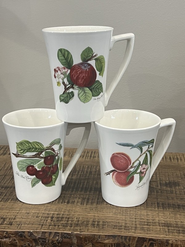 Portmeirion Pomona VTG Set Of 3 Fruit Design Mugs Made In Britain 12oz