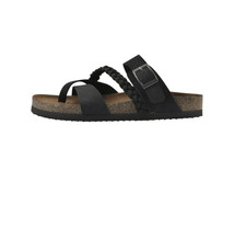 Mountain Sole Women's Slip-on Comfort Sandal with Braided Leather Upper Black 10