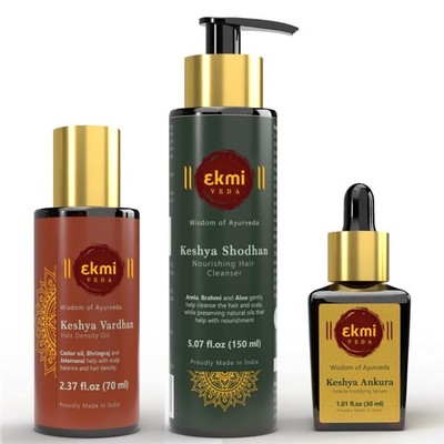 EKMIVEDA Hair Growth Set With Ayurvedic Herbs- Amla, Bhringraj, Castor, Rosem...