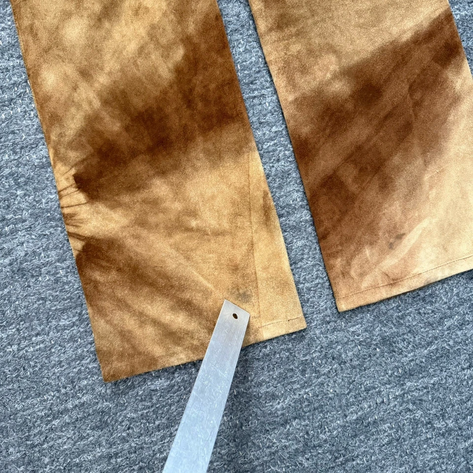 Pantalones Elements By Vakko Mujer 4 Marrón Gamuza Cuero Tie Dye Hippie Disco Y2K Años 90 Foto 4 de 4