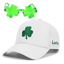 St Patricks Day Hat for Men Women, Saint Pattys Lucky One Size 23.white  Green