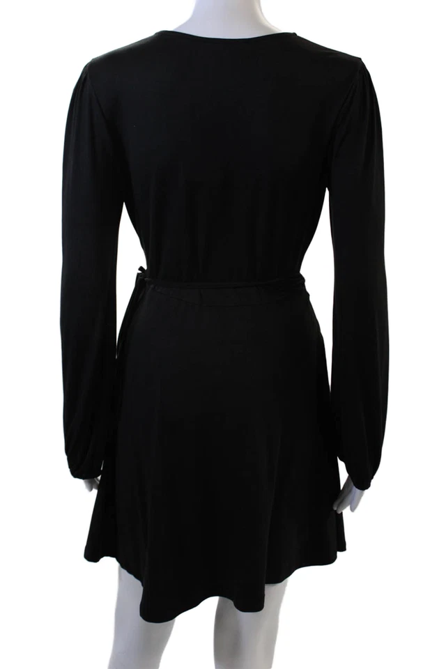 Mini Vestido Sadie & Sage Para Mujer Negro Manga Larga Cuello en V Talla S Foto 3 de 4