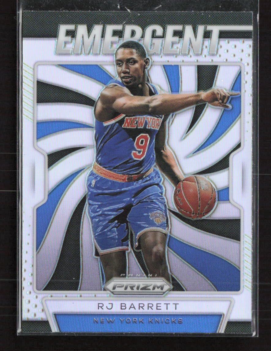 2019-20 Panini Prizm #27 RJ Barrett Emergent Silver New York Knicks RC (D)