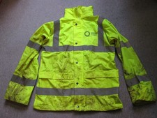 BEESWIFT Safety Yellow HI-VIS Waterproof PVC Road worker USED Coat Jacket SMALL