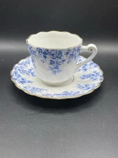 Miniature Blue & White Ivy Tea Cup & Saucer Set